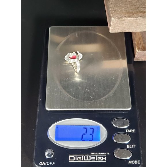 Size 5 Sterling Silver Rough Red Topaz Gem Petite Band Ring - Picture 7 of 7